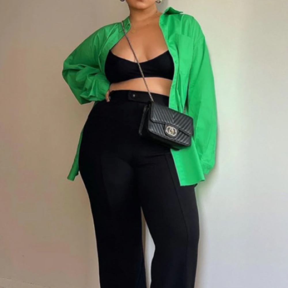 Fashion Nova Fully In Charge Oversized Shirt - Kelly Green Size M - Picture 3 of 4